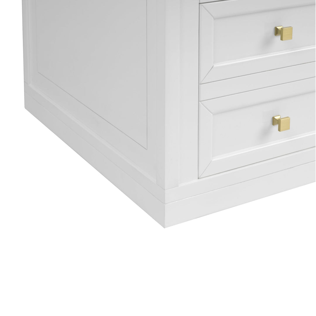 Chicago 60" Double Vanity, Glossy White, w/ 3 CM Victorian Silver Silestone® Top