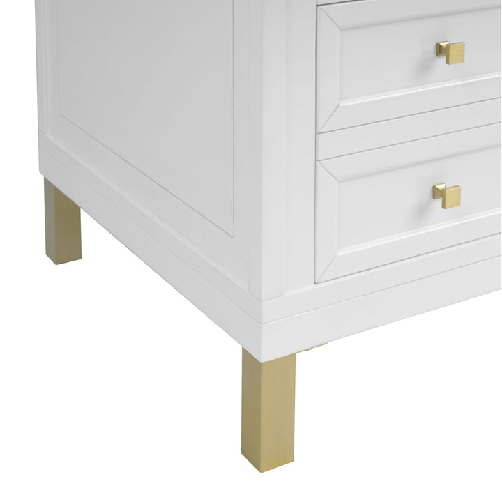 Chicago 60" Double Vanity, Glossy White, w/ 3 CM Victorian Silver Silestone® Top w/FreePower Wireless Charger