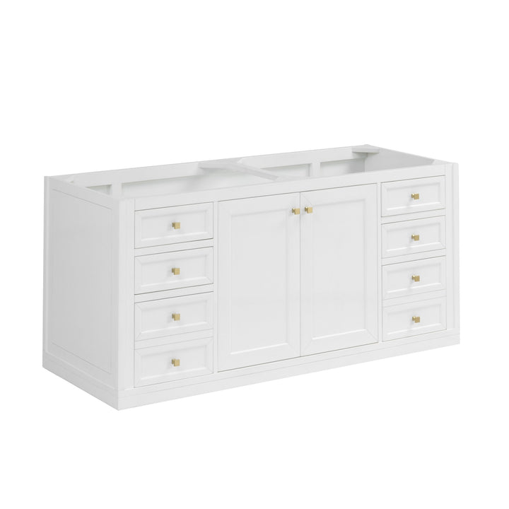 Chicago 60" Double Vanity, Glossy White, w/ 3 CM White Zeus Silestone® Top