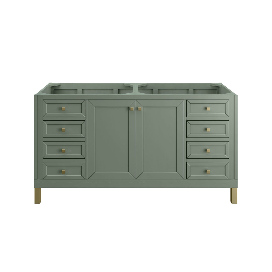 Chicago 60" Double Vanity, Smokey Celadon, w/ 3 CM Charcoal Soapstone Silestone® Top
