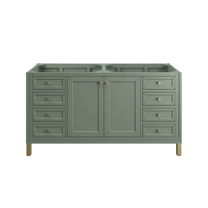 Chicago 60" Double Vanity, Smokey Celadon, w/ 3 CM Charcoal Soapstone Silestone® Top