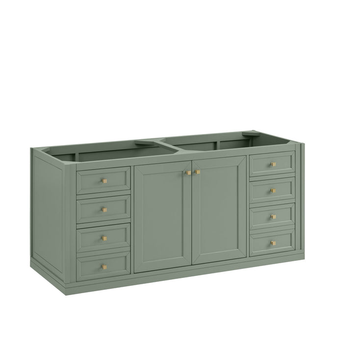 Chicago 60" Double Vanity, Smokey Celadon, w/ 3 CM White Zeus Silestone® Top