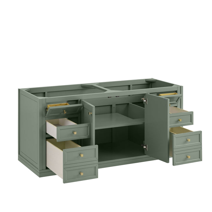 Chicago 60" Double Vanity, Smokey Celadon, w/ 3 CM White Zeus Silestone® Top