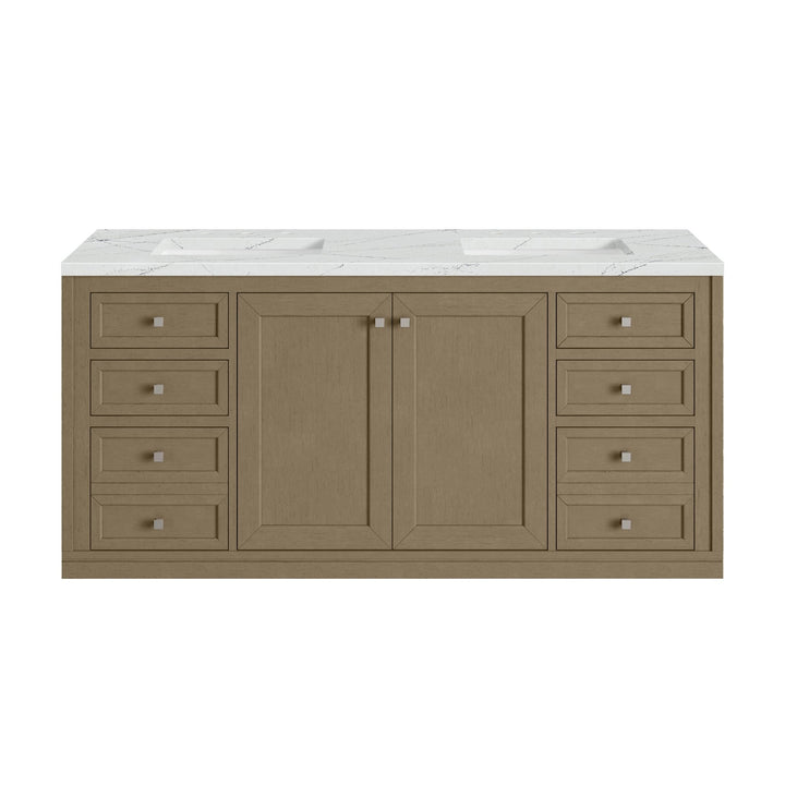 Chicago 60" Double Vanity, Walnut Whisper, w/ 3 CM Ethereal Noctis Silestone® Top