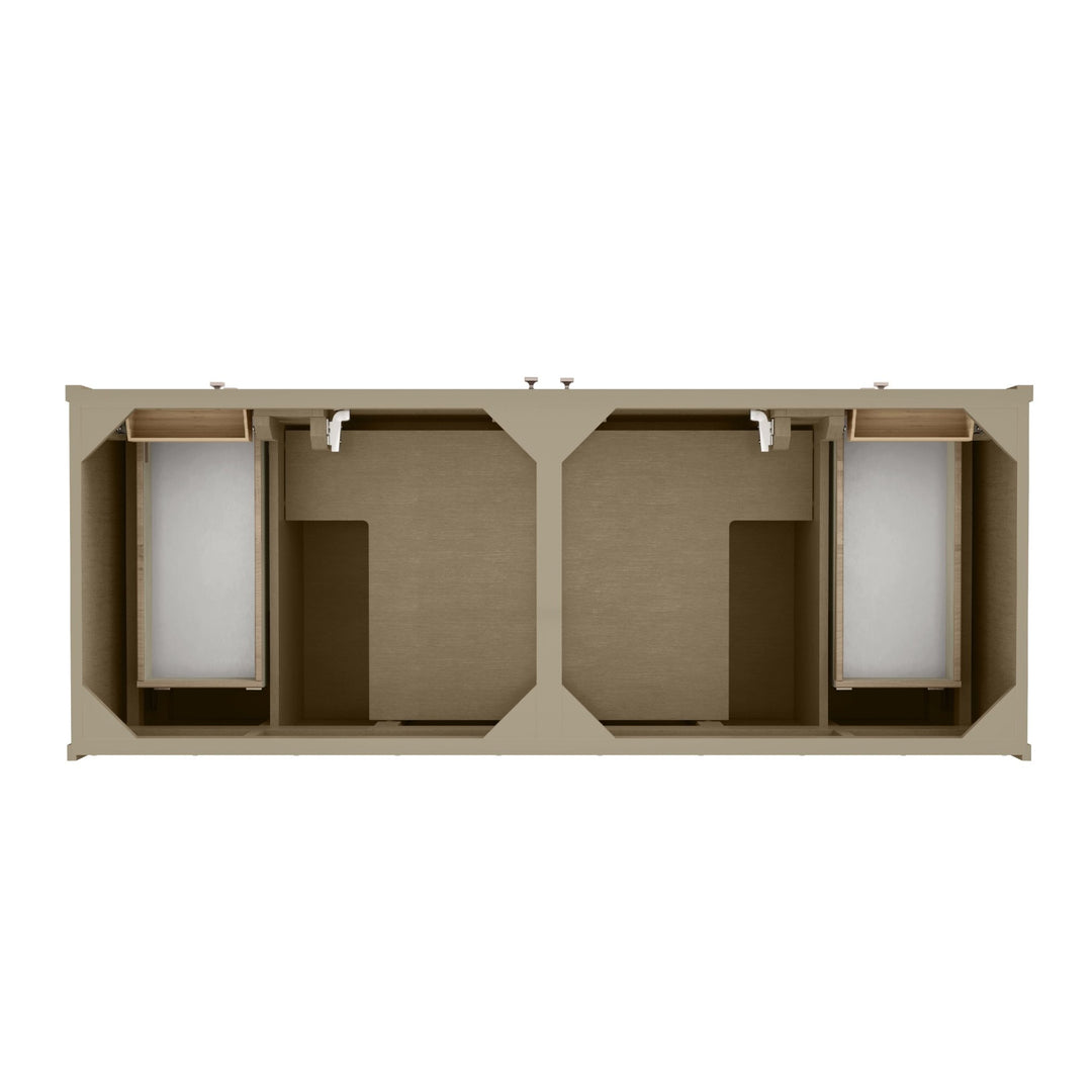 Chicago 60" Double Vanity, Walnut Whisper, w/ 3 CM Ethereal Noctis Silestone® Top w/FreePower Wireless Charger