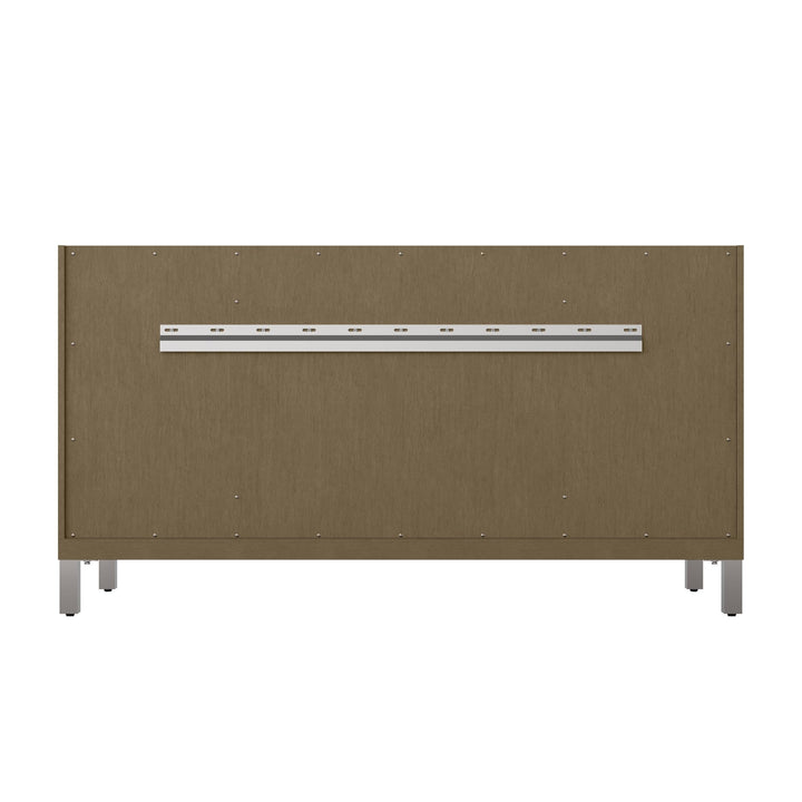 Chicago 60" Double Vanity, Walnut Whisper, w/ 3 CM Ethereal Noctis Silestone® Top w/FreePower Wireless Charger