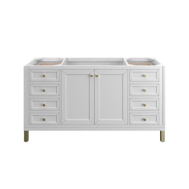 Chicago 60" Single Vanity, Glossy White, w/ 3 CM Arctic Fall Solid Surface Top