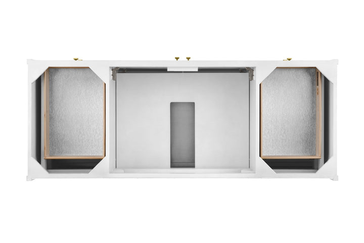 Chicago 60" Single Vanity, Glossy White, w/ 3 CM Eternal Jasmine Pearl Silestone Top w/ FreePower Wireless Charger