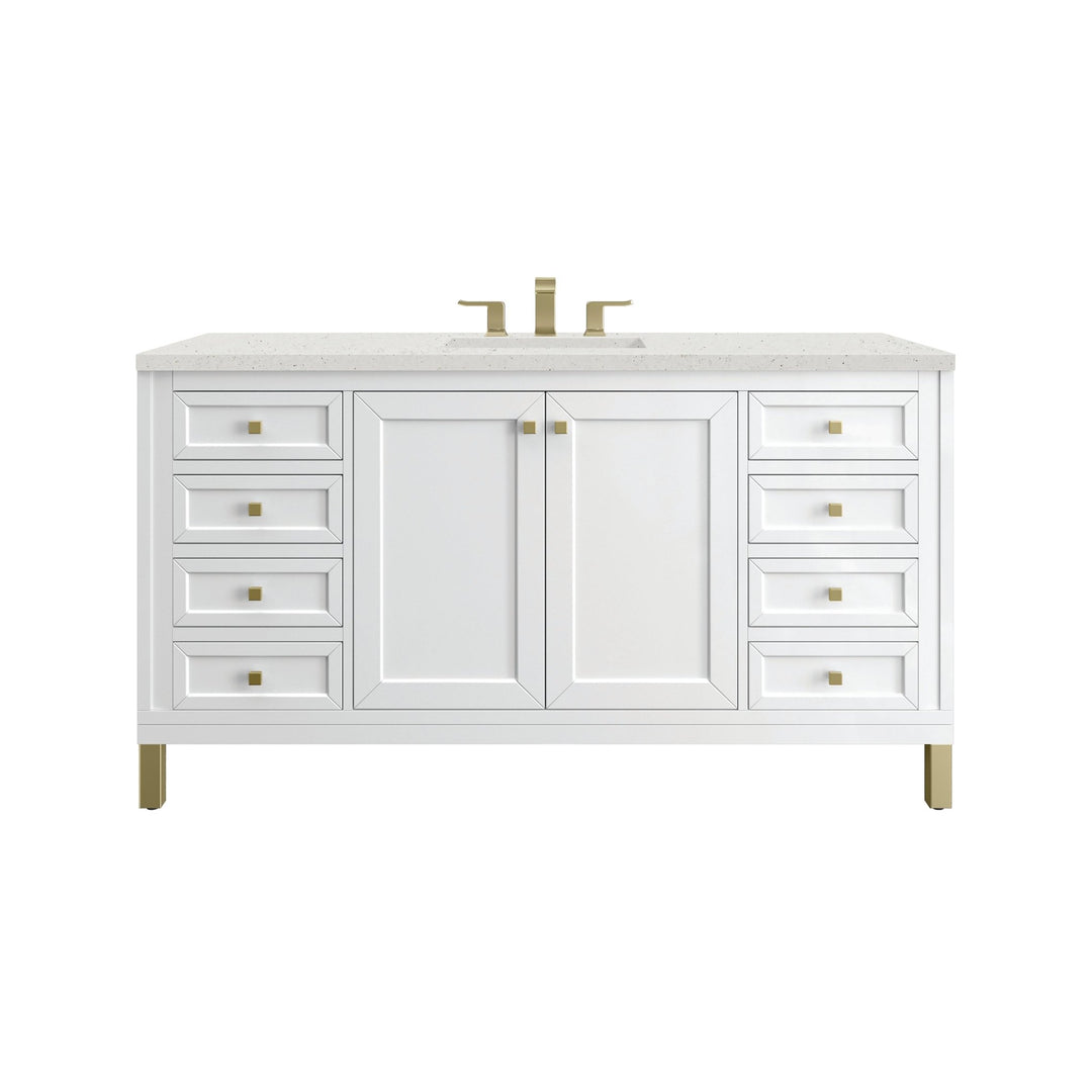 Chicago 60" Single Vanity, Glossy White, w/ 3 CM Lime Delight Silestone® Top
