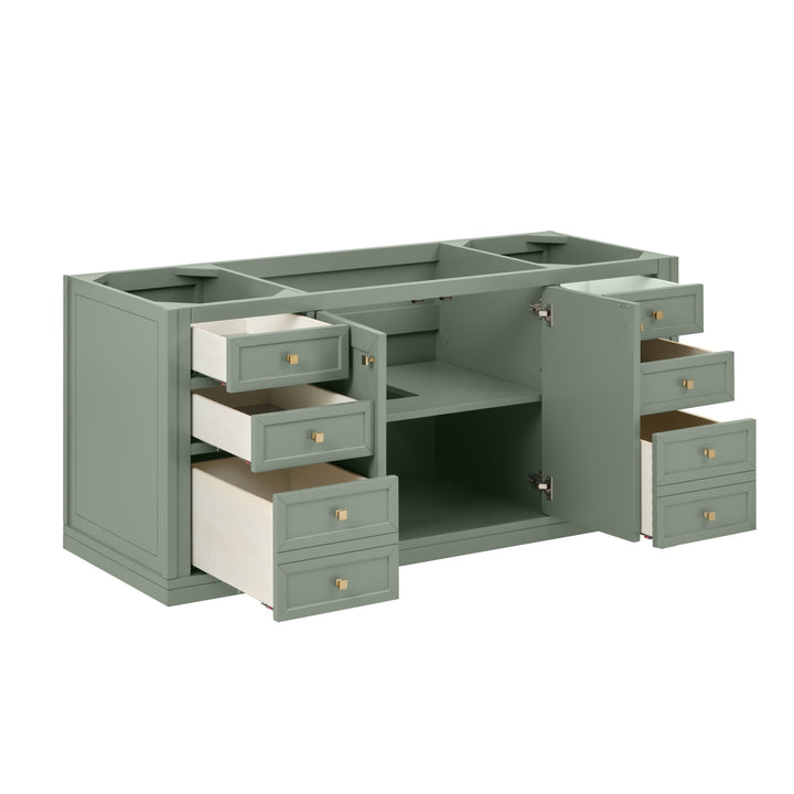 Chicago 60" Single Vanity, Smokey Celadon, w/ 3 CM Arctic Fall Solid Surface Top