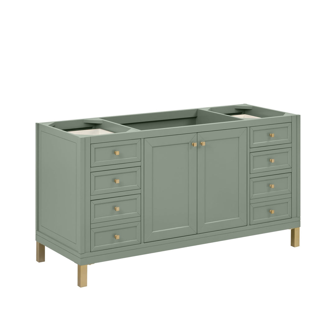 Chicago 60" Single Vanity, Smokey Celadon, w/ 3 CM Eternal Jasmine Pearl Silestone® Top