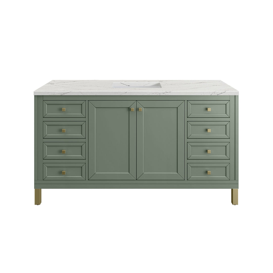 Chicago 60" Single Vanity, Smokey Celadon, w/ 3 CM Ethereal Noctis Silestone® Top