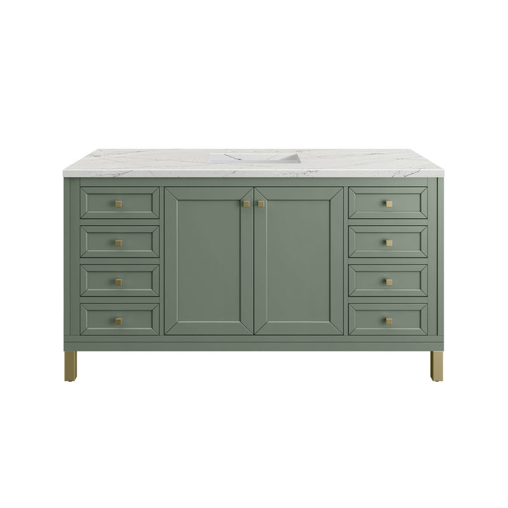 Chicago 60" Single Vanity, Smokey Celadon, w/ 3 CM Ethereal Noctis Silestone® Top