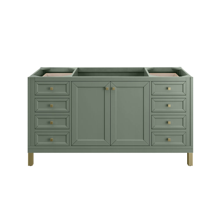 Chicago 60" Single Vanity, Smokey Celadon, w/ 3 CM Ethereal Noctis Silestone Top w/ FreePower Wireless Charger