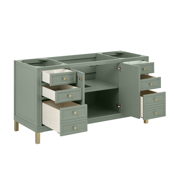 Chicago 60" Single Vanity, Smokey Celadon, w/ 3 CM Victorian Silver Silestone® Top