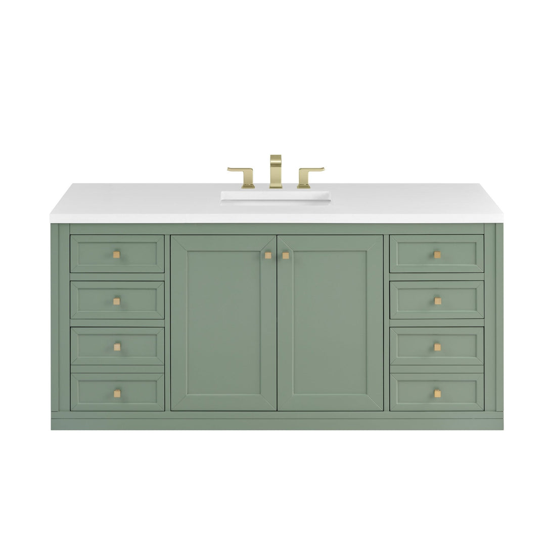 Chicago 60" Single Vanity, Smokey Celadon, w/ 3 CM White Zeus Silestone® Top