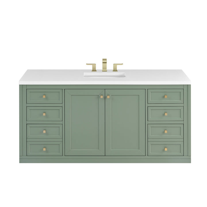 Chicago 60" Single Vanity, Smokey Celadon, w/ 3 CM White Zeus Silestone® Top