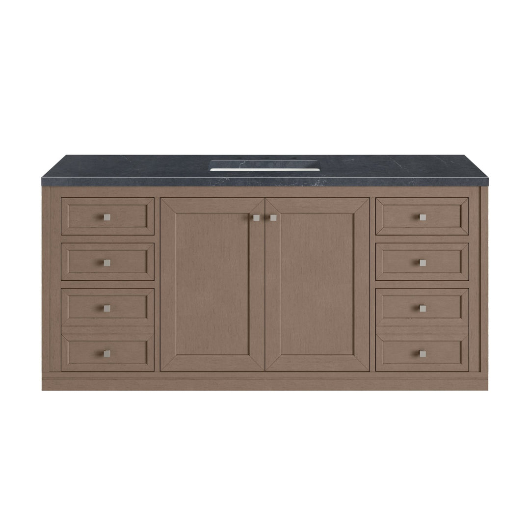 Chicago 60" Single Vanity, Walnut Whisper, w/ 3 CM Charcoal Soapstone Silestone® Top
