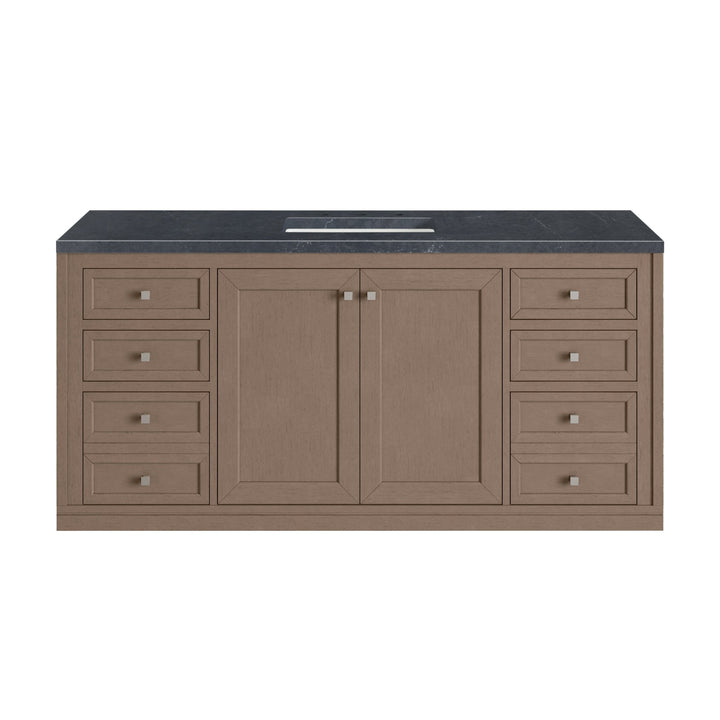 Chicago 60" Single Vanity, Walnut Whisper, w/ 3 CM Charcoal Soapstone Silestone® Top