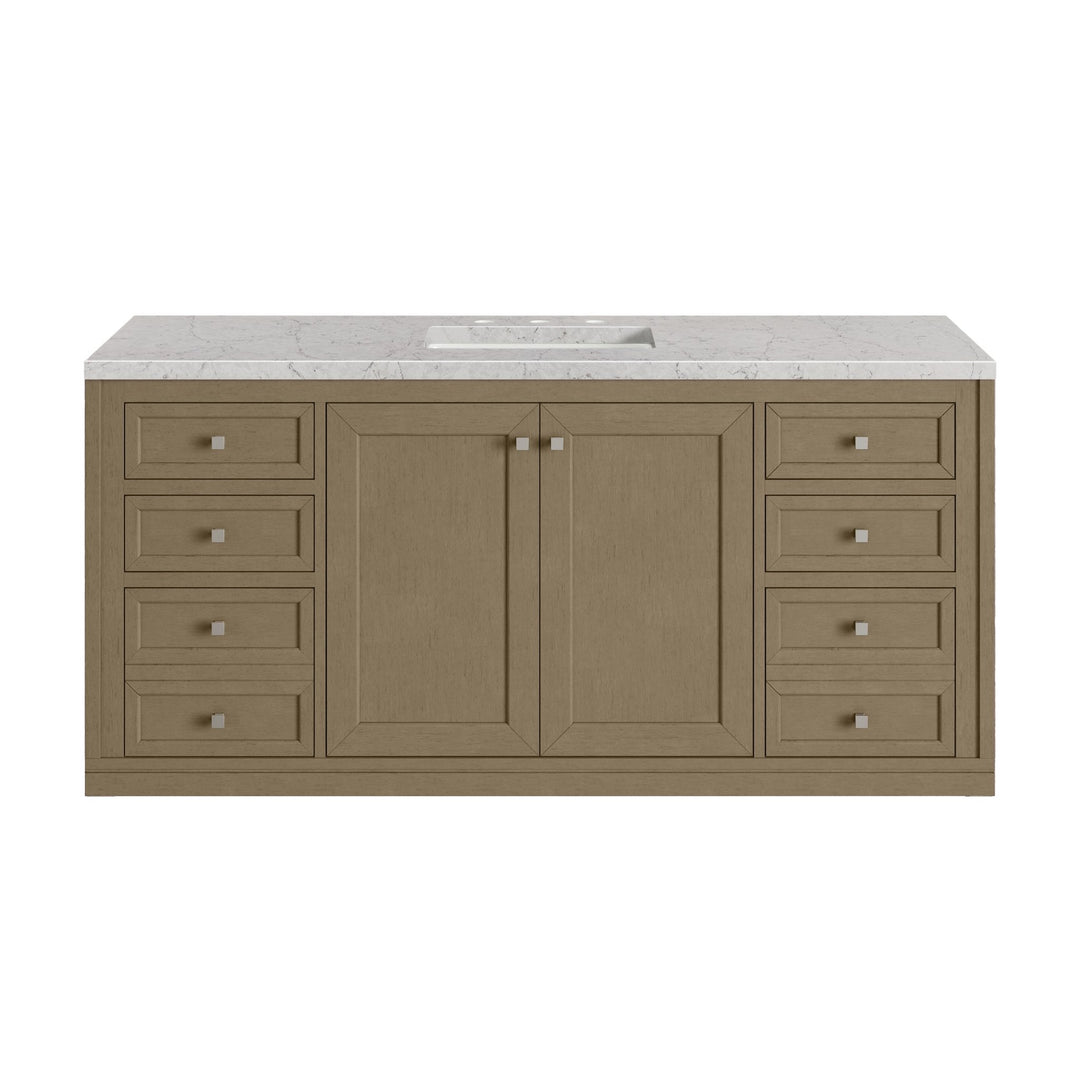 Chicago 60" Single Vanity, Walnut Whisper, w/ 3 CM Eternal Jasmine Pearl Silestone® Top