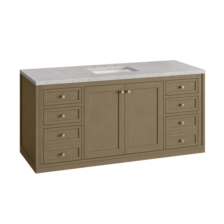 Chicago 60" Single Vanity, Walnut Whisper, w/ 3 CM Eternal Jasmine Pearl Silestone® Top