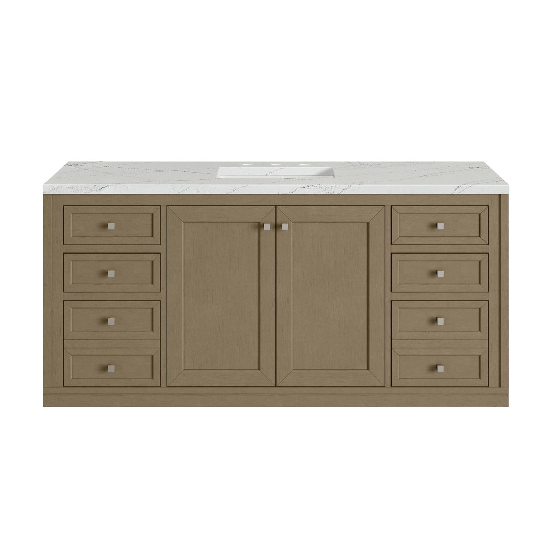 Chicago 60" Single Vanity, Walnut Whisper, w/ 3 CM Ethereal Noctis Silestone® Top