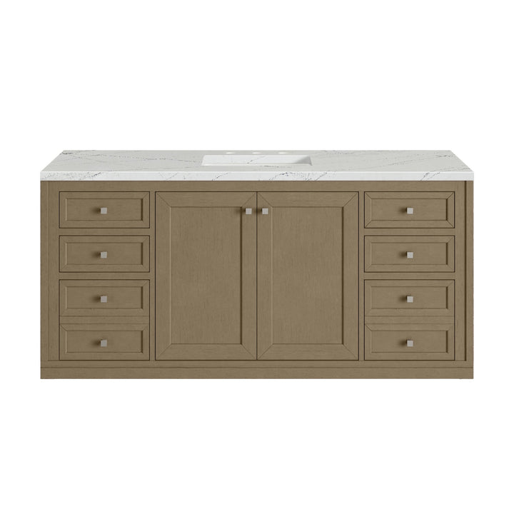 Chicago 60" Single Vanity, Walnut Whisper, w/ 3 CM Ethereal Noctis Silestone® Top