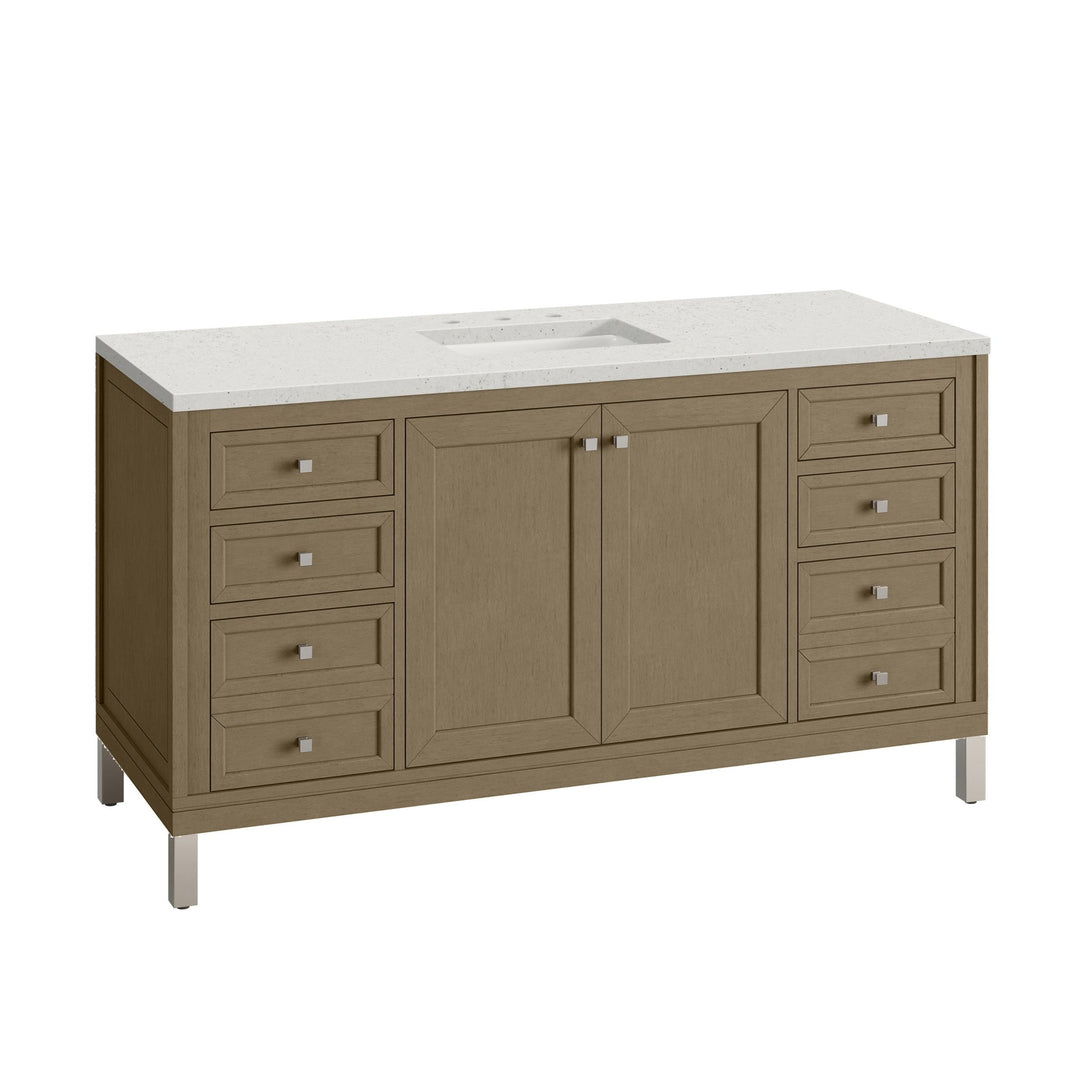 Chicago 60" Single Vanity, Walnut Whisper, w/ 3 CM Lime Delight Silestone® Top