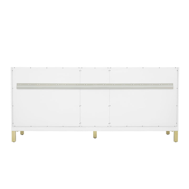 Chicago 72" Double Vanity, Glossy White, w/ 3 CM Arctic Fall Solid Surface Top