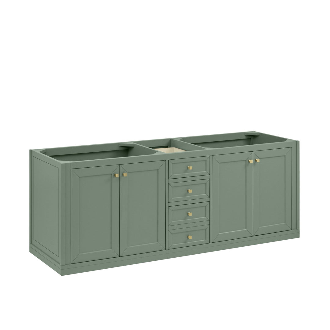 Chicago 72" Double Vanity, Smokey Celadon, w/ 3 CM Arctic Fall Solid Surface Top
