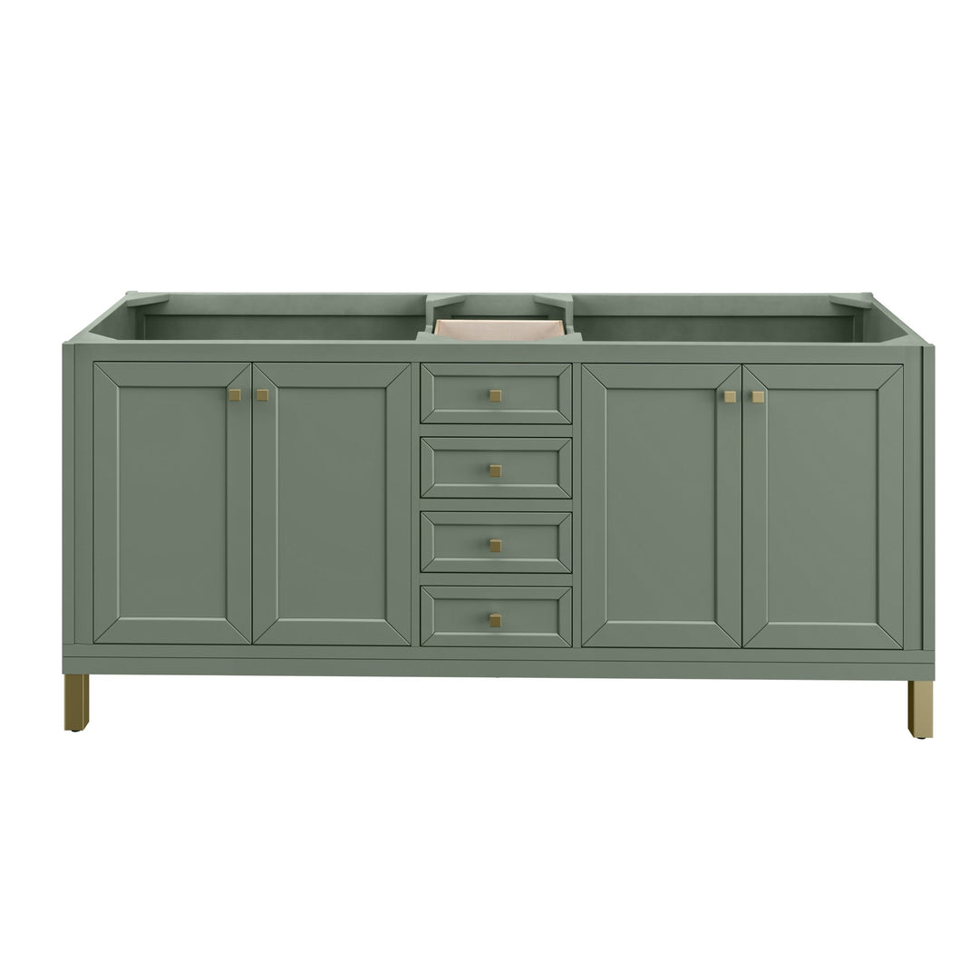 Chicago 72" Double Vanity, Smokey Celadon, w/ 3 CM Charcoal Soapstone Silestone® Top