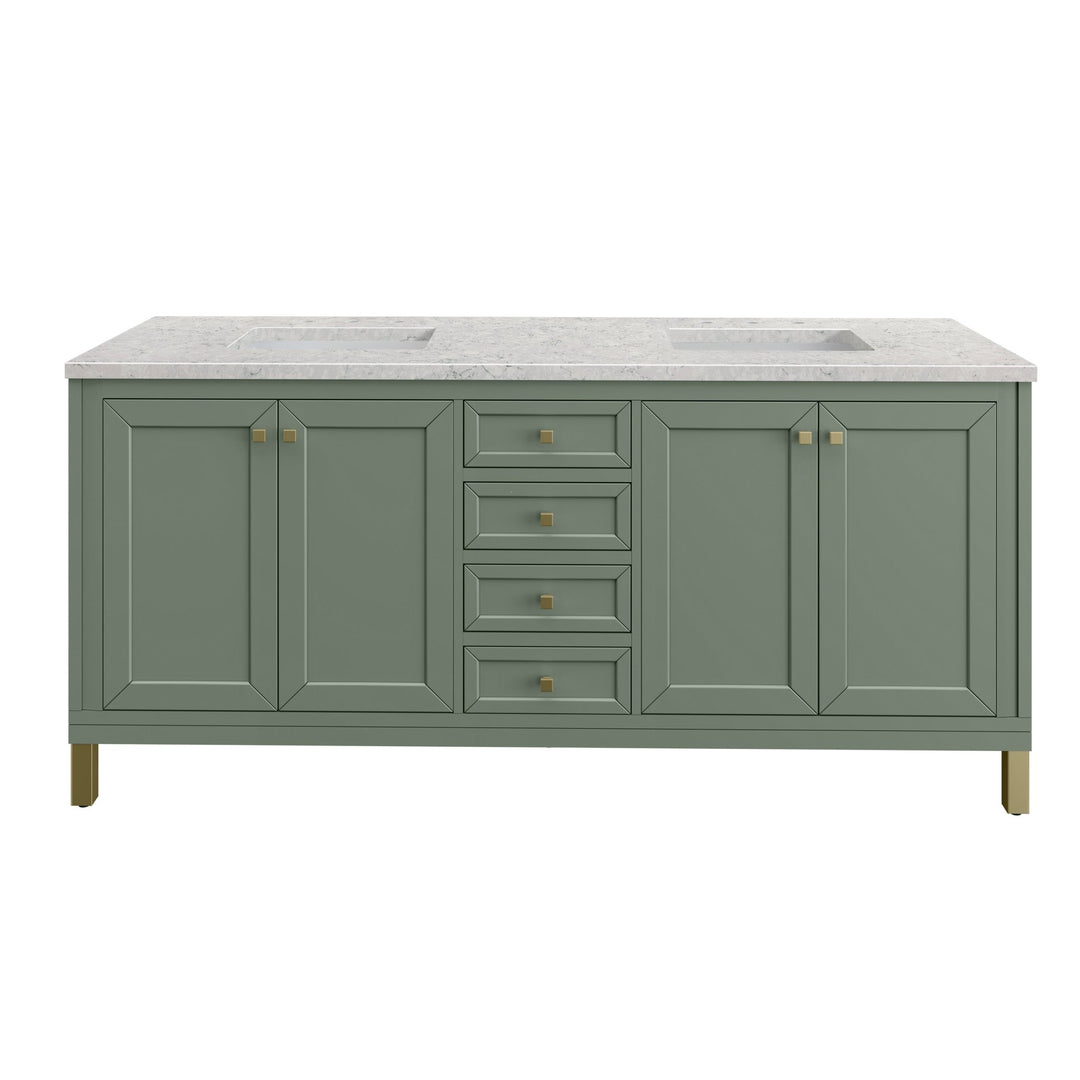 Chicago 72" Double Vanity, Smokey Celadon, w/ 3 CM Eternal Jasmine Pearl Silestone® Top