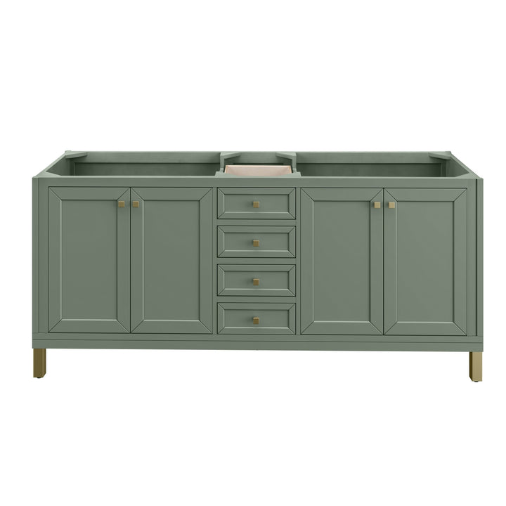 Chicago 72" Double Vanity, Smokey Celadon, w/ 3 CM Eternal Jasmine Pearl Silestone Top w/ FreePower Wireless Charger