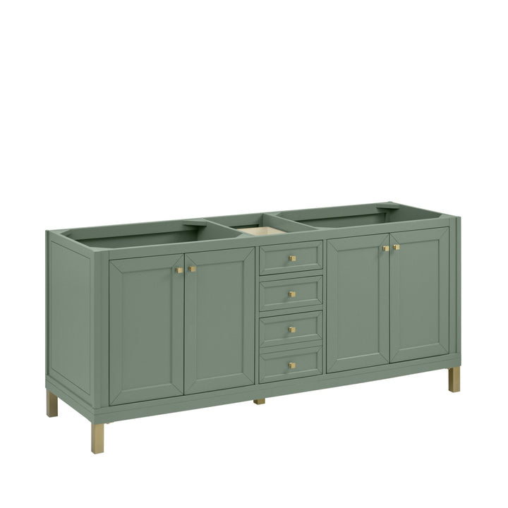 Chicago 72" Double Vanity, Smokey Celadon, w/ 3 CM Victorian Silver Silestone® Top