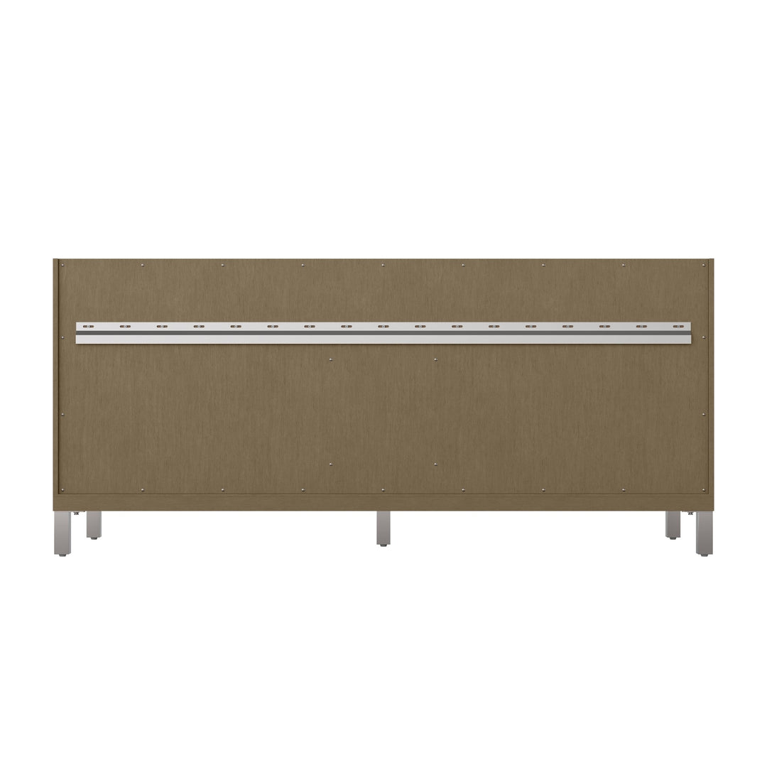 Chicago 72" Double Vanity, Walnut Whisper, w/ Single Hole 3CM White Zeus Silestone® Top & Backsplash