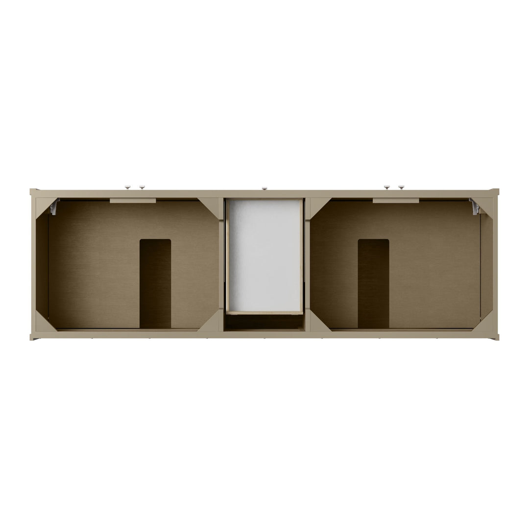 Chicago 72" Double Vanity, Walnut Whisper, w/ Single Hole 3CM White Zeus Silestone® Top & Backsplash