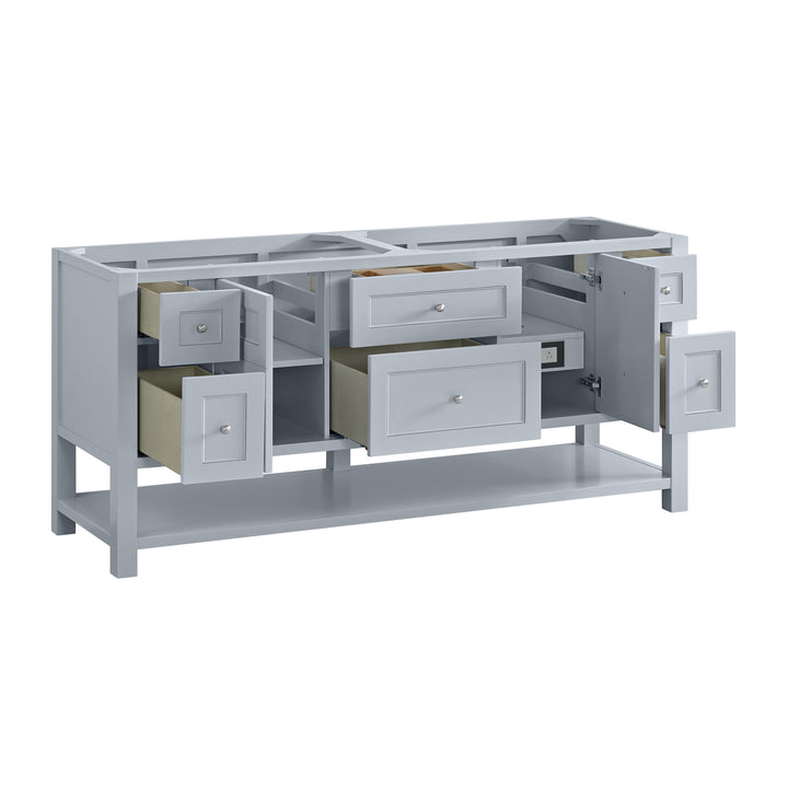 Breckenridge 72" Double Vanity, Serenity Blue, w/ 3 CM Ethereal Noctis Quartz Top