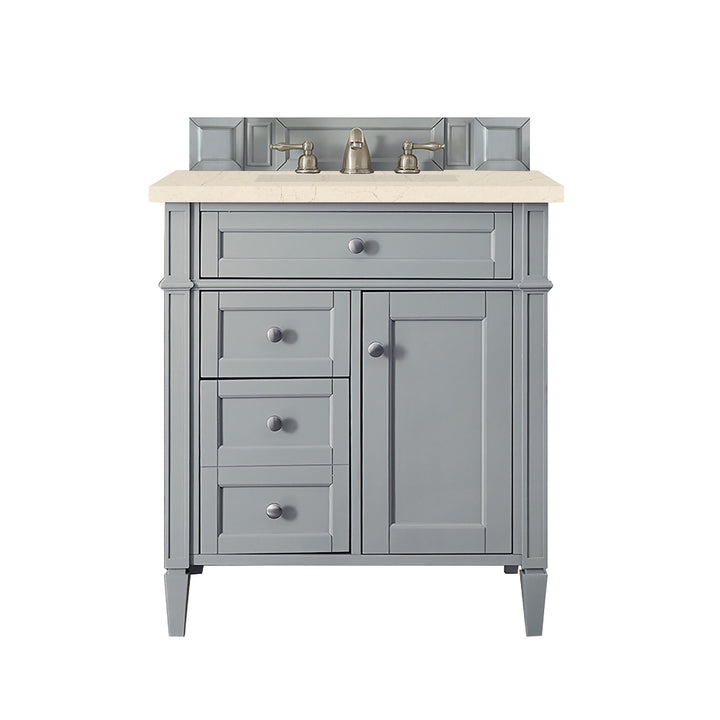 Brittany 30" Single Vanity, Urban Gray, w/ 3 CM Eternal Marfil Silestone Top