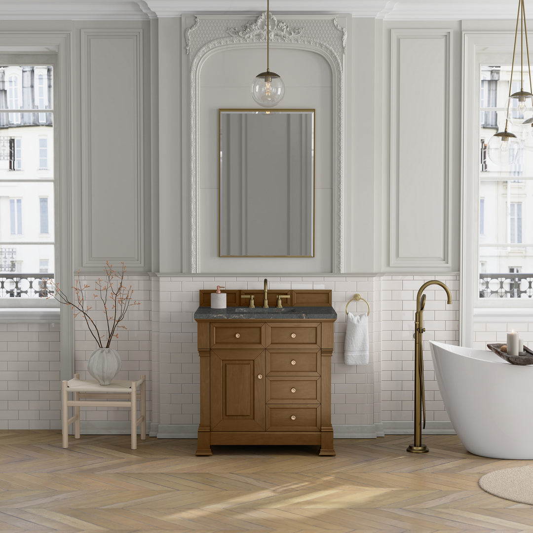 Brookfield 36" Single Vanity, Honey Oak w/ 3 CM Parisien Bleu Silestone® Top
