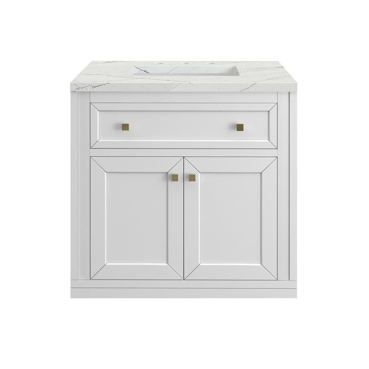 Chicago 30" Single Vanity, Glossy White, w/ 3 CM Ethereal Noctis Silestone® Top