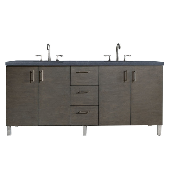 Metropolitan 72" Double Vanity, Silver Oak w/ 3 CM Charcoal Soapstone Silestone Top
