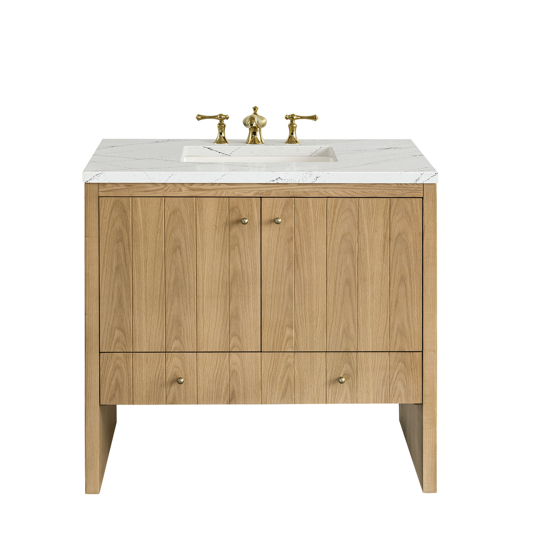 Hudson 36" Single Vanity, Light Natural Oak w/ 3 CM Ethereal Noctis Top