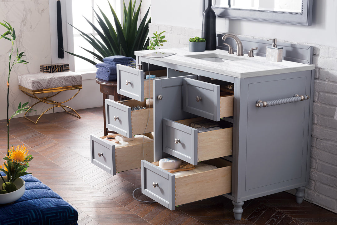 Copper Cove Encore 48" Single Vanity, Silver Gray w/ 3 CM Arctic Fall Solid Surface Top