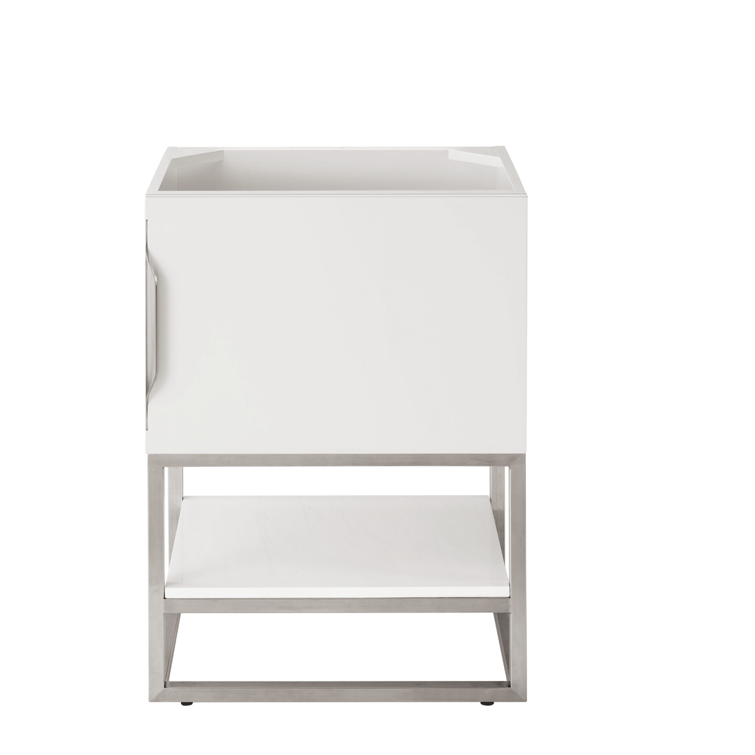 Columbia 24" Single Vanity Cabinet, Glossy White, Brushed Nickel