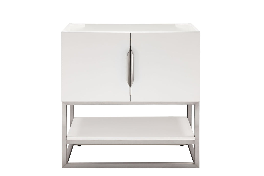 Columbia 31.5" Single Vanity Cabinet, Glossy White, Brushed Nickel