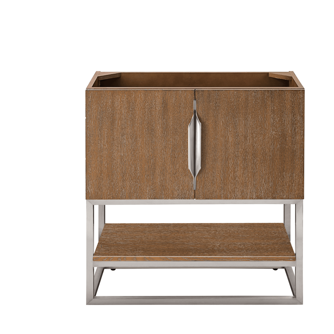 Columbia 31.5" Single Vanity Cabinet, Latte Oak, Brushed Nickel