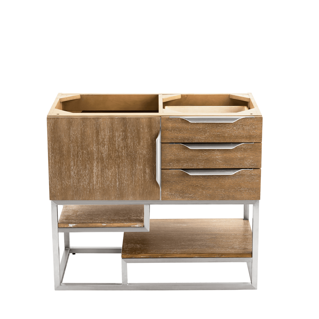 Columbia 36" Single Vanity Cabinet, Latte Oak, Brushed Nickel