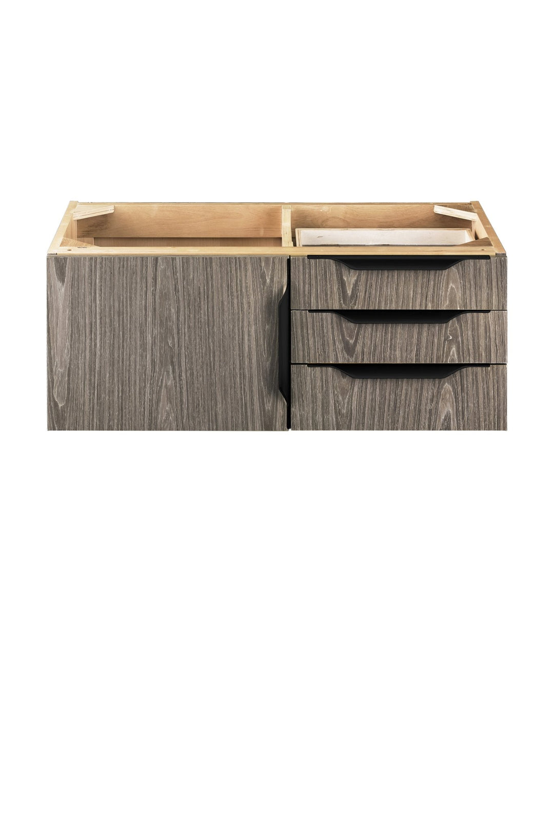 Columbia 36" Single Wall Mount Vanity Cabinet, Ash Gray, Matte Black