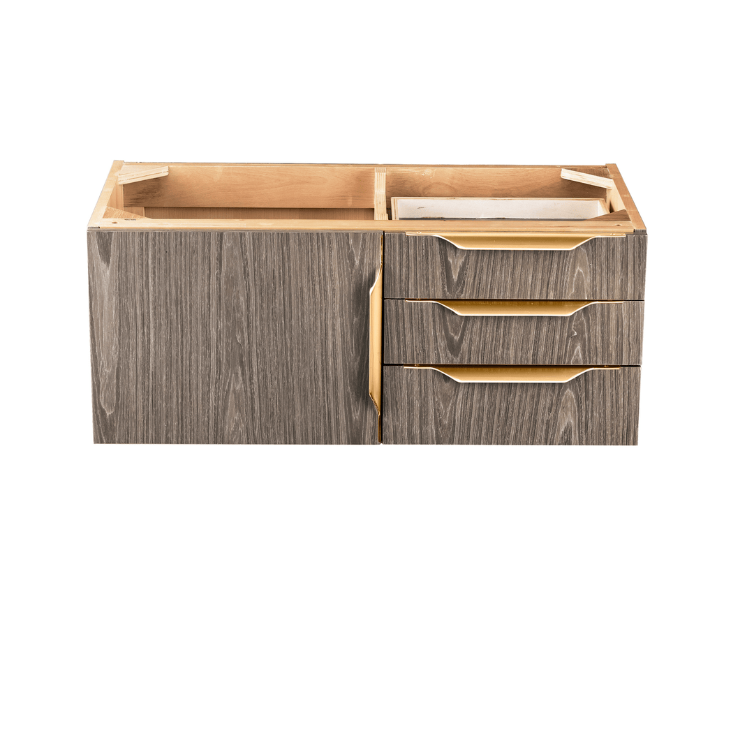 Columbia 36" Single Wall Mount Vanity Cabinet, Ash Gray, Radiant Gold