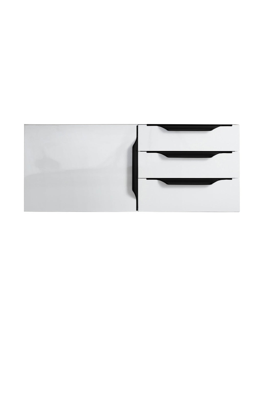 Columbia 36" Single Wall Mount Vanity Cabinet, Glossy White, Matte Black